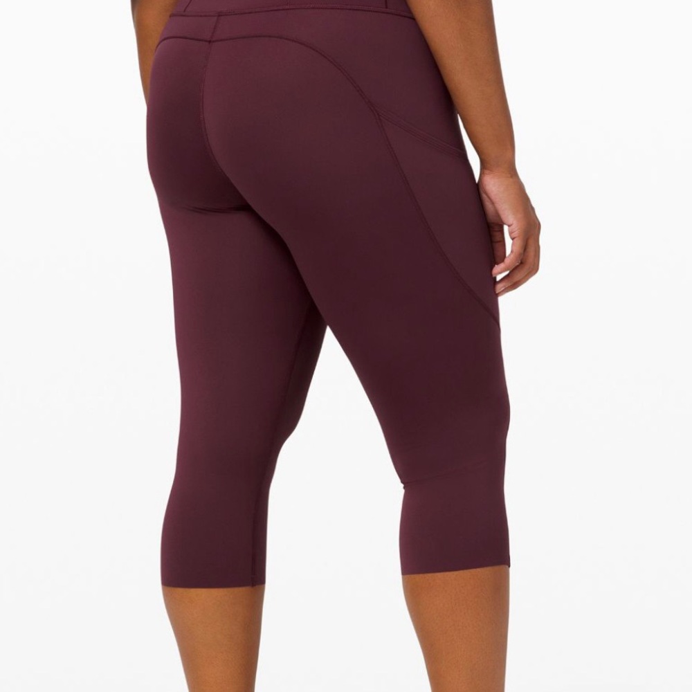 NWT Lululemon Fast Free HR Crop 19" Non Reflective Nulux ~ Cassis (Red) ~ Sz 2